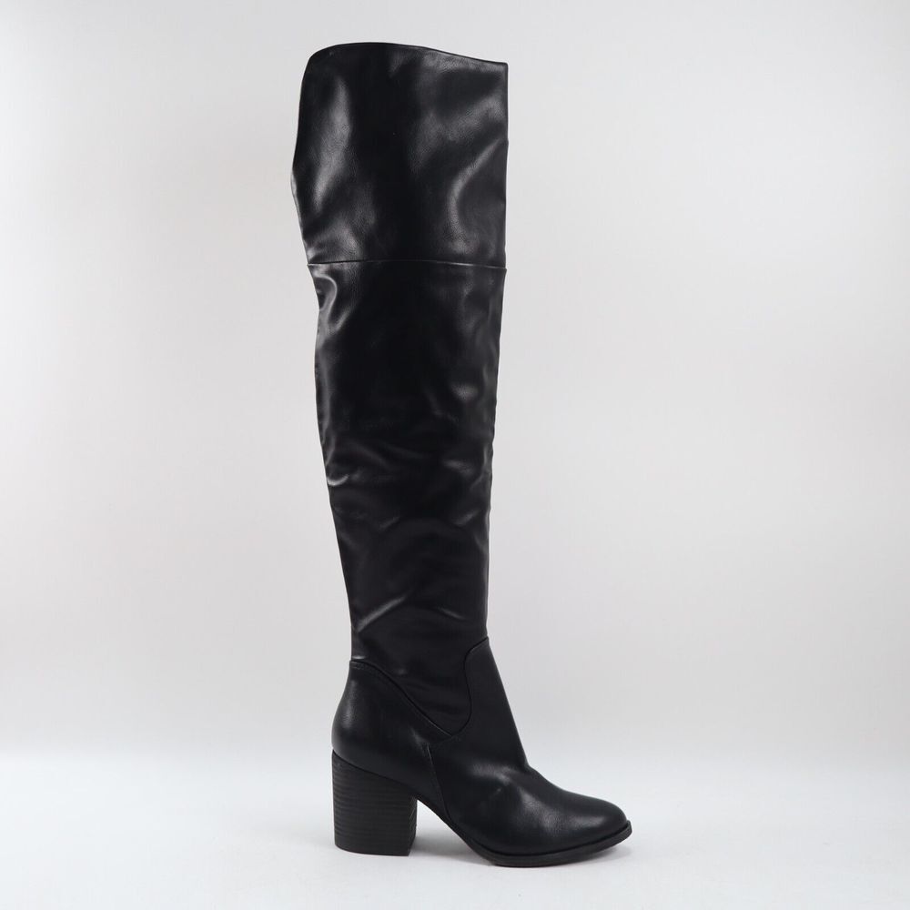 🔥NEW BP. Luke Over the Knee Boots Side Zip Faux Leather Heeled, Black, 7M US🔥 - Picture 2 of 11